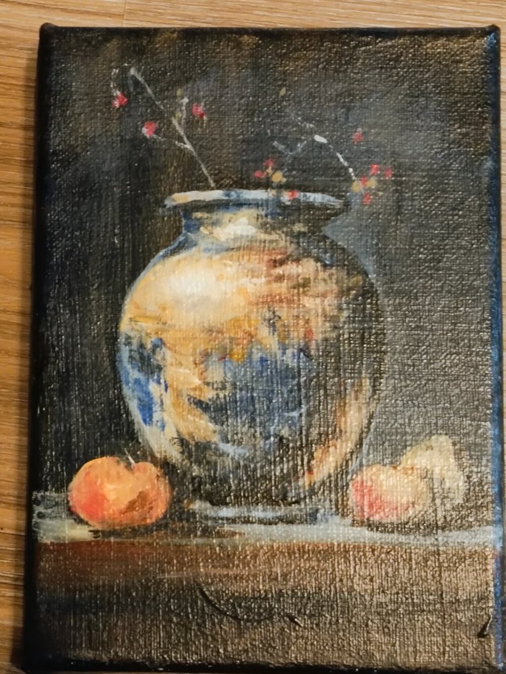 Oil Painting  Vase with fruit